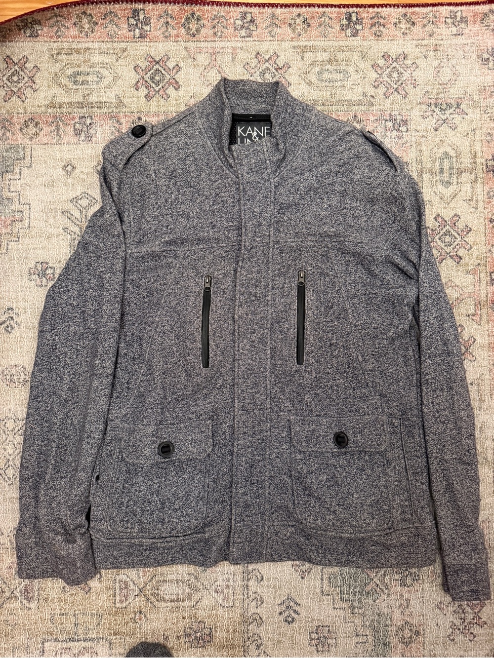 Kane & Unke Men’s Heathered Gray Zip Full-Zip Utility Jacket 2XL